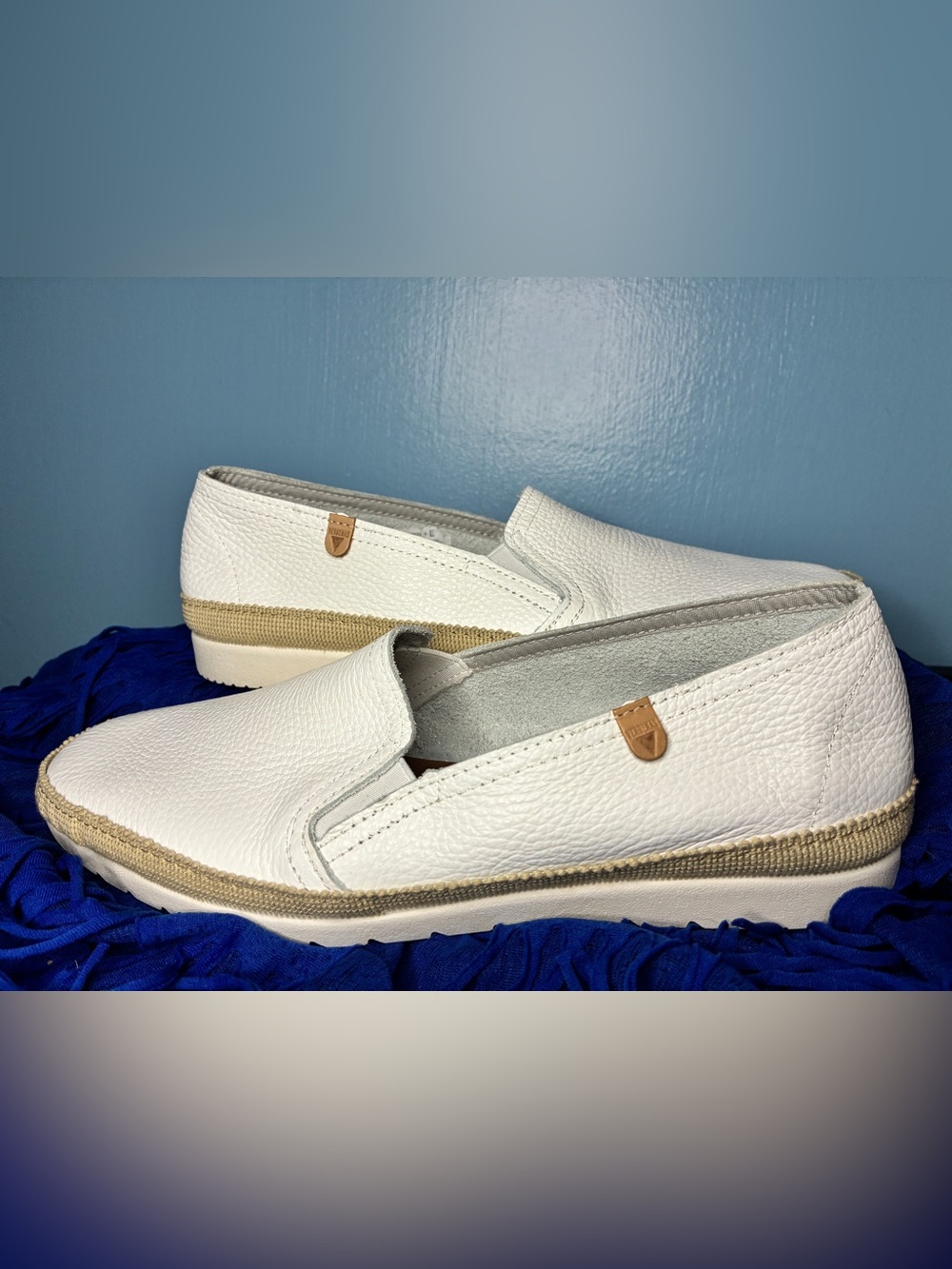 Verbenas White Leather Slip-On Espadrille Loafers - Picture 2 of 8